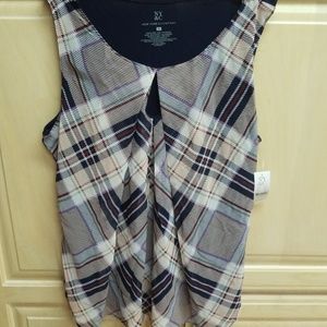 New York & Company plaid chiffon top